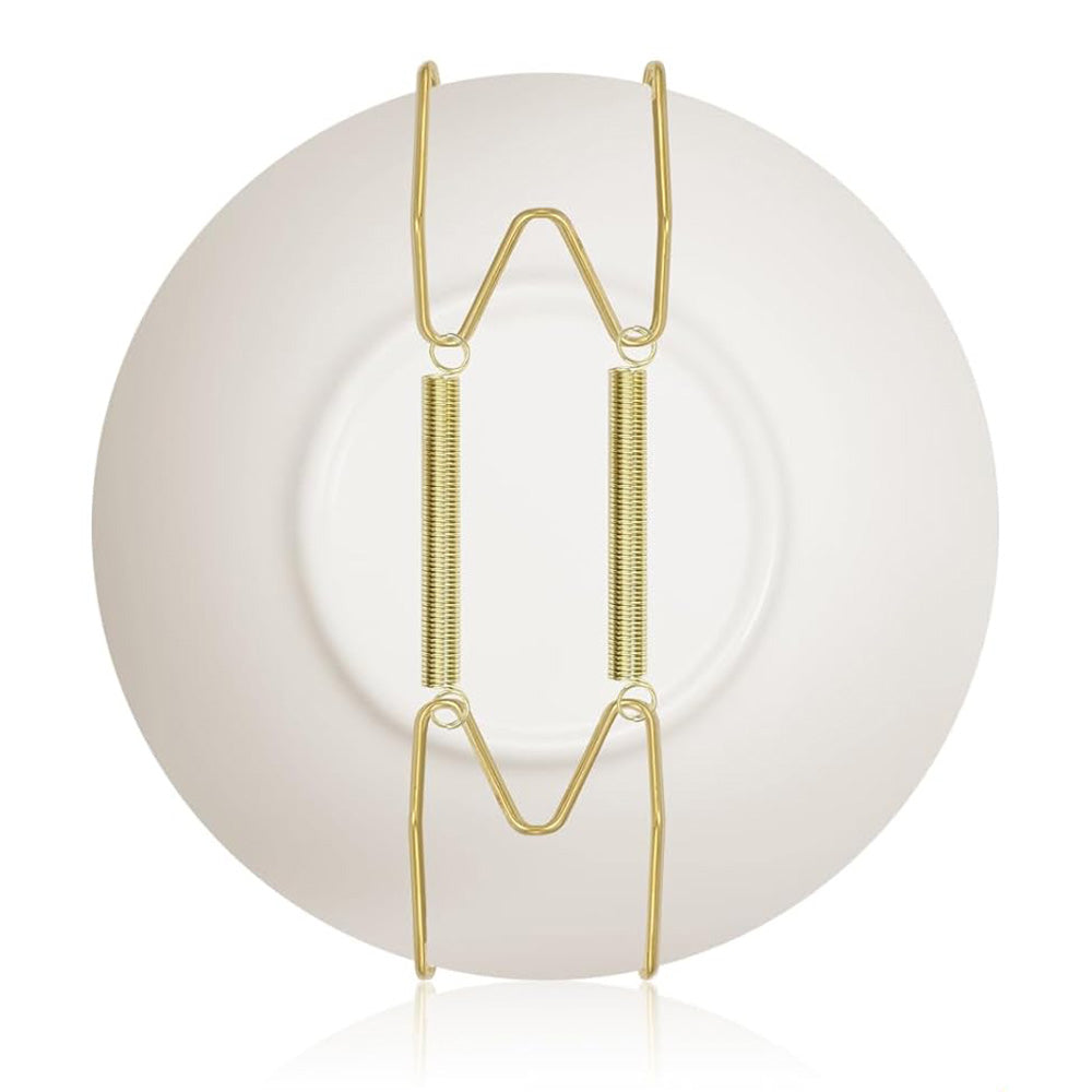 14Pcs Invisible Plate Hangers for Wall Display Stainless Steel Gold Plate Holder Set