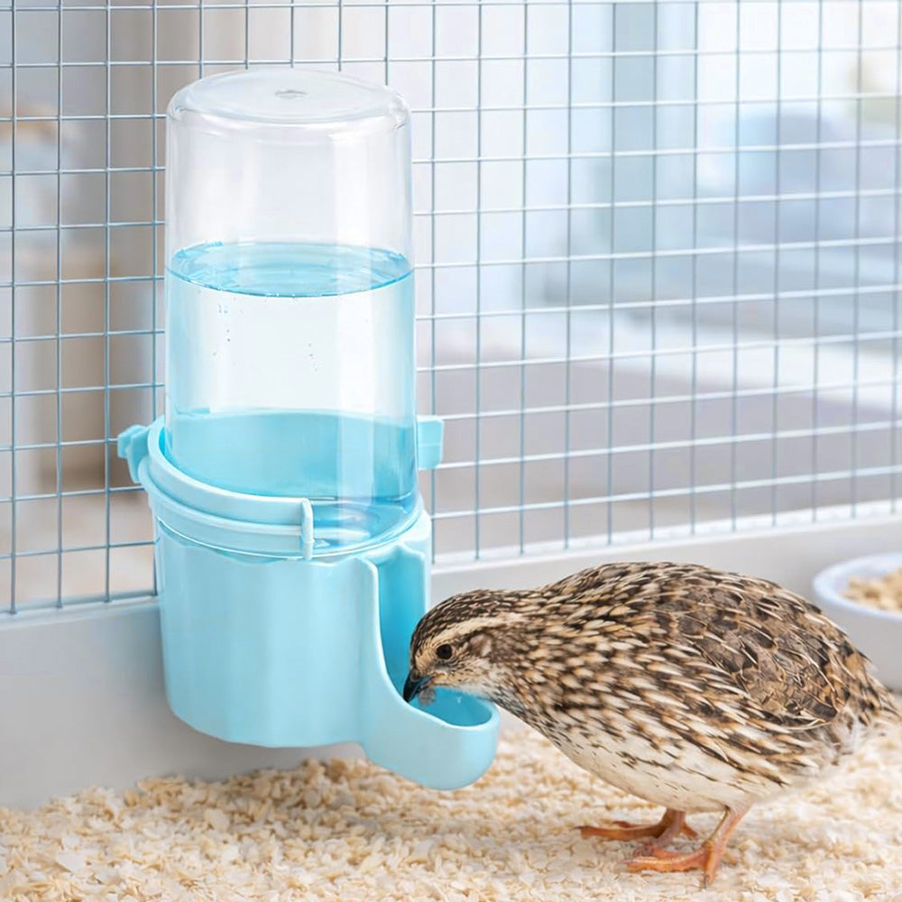 Bird Waterer Automatic Gravity Drinking Fountain with Anti Drowning Tray-Blue