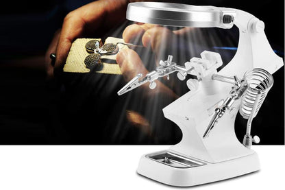 LED Lighted Magnifying Glass with Stand 3X 4.5X Helping Hand Tool for Reading Close