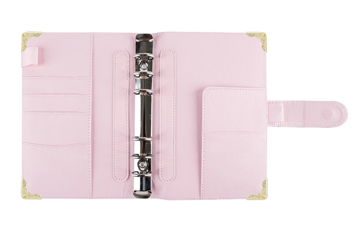 PU Leather Binder Money Organizer Cash Envelopes With 12 Zipper-Pink