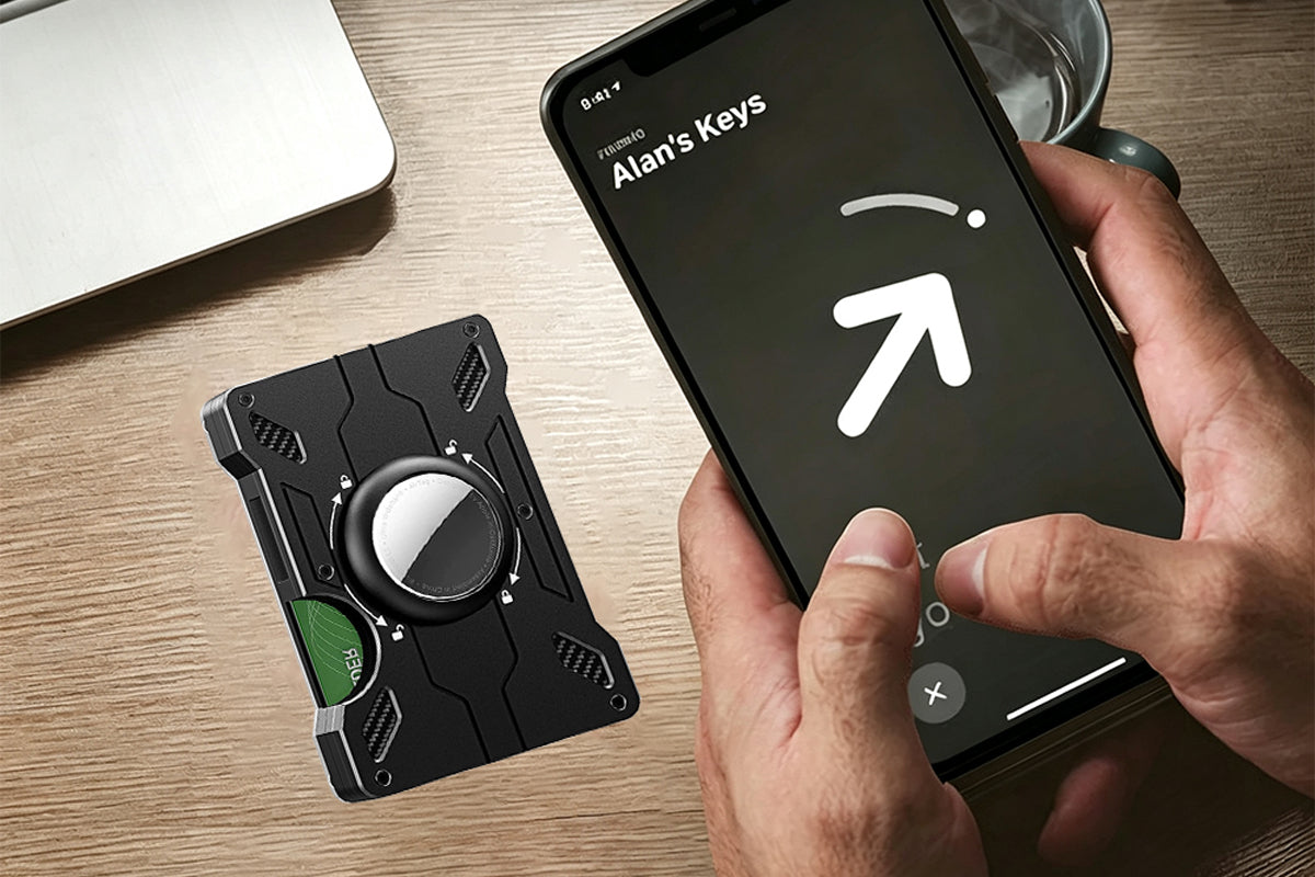 Aluminum Wallet for AirTag with Clear ID Card Holder