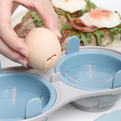 Double Layer Microwave Egg Cooker and Poached Egg Steamer - Blue