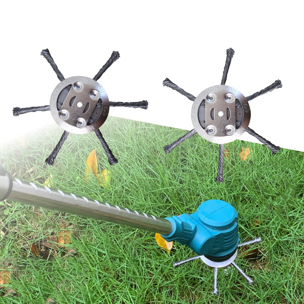 2 Pack Replacement 150 MM Steel Wire Weed Brush for Grass Trimmer 6-Head Cutter Heads for Lawn Mower