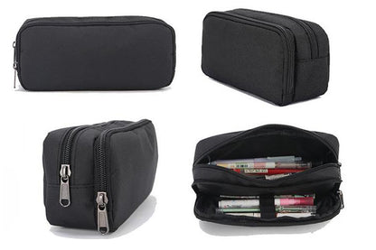 Large Capacity Pencil Case Pen Bag Organizer School Office Cosmetic Stationery Storage -Black