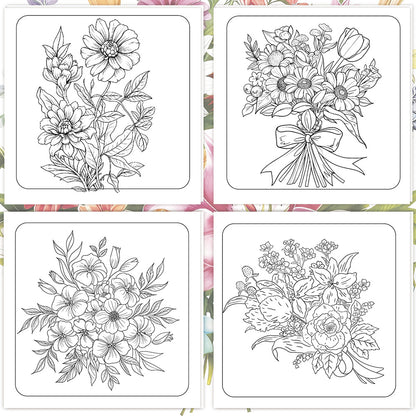2 Adult Coloring Books with 24 Floral and 24 Butterfly Designs