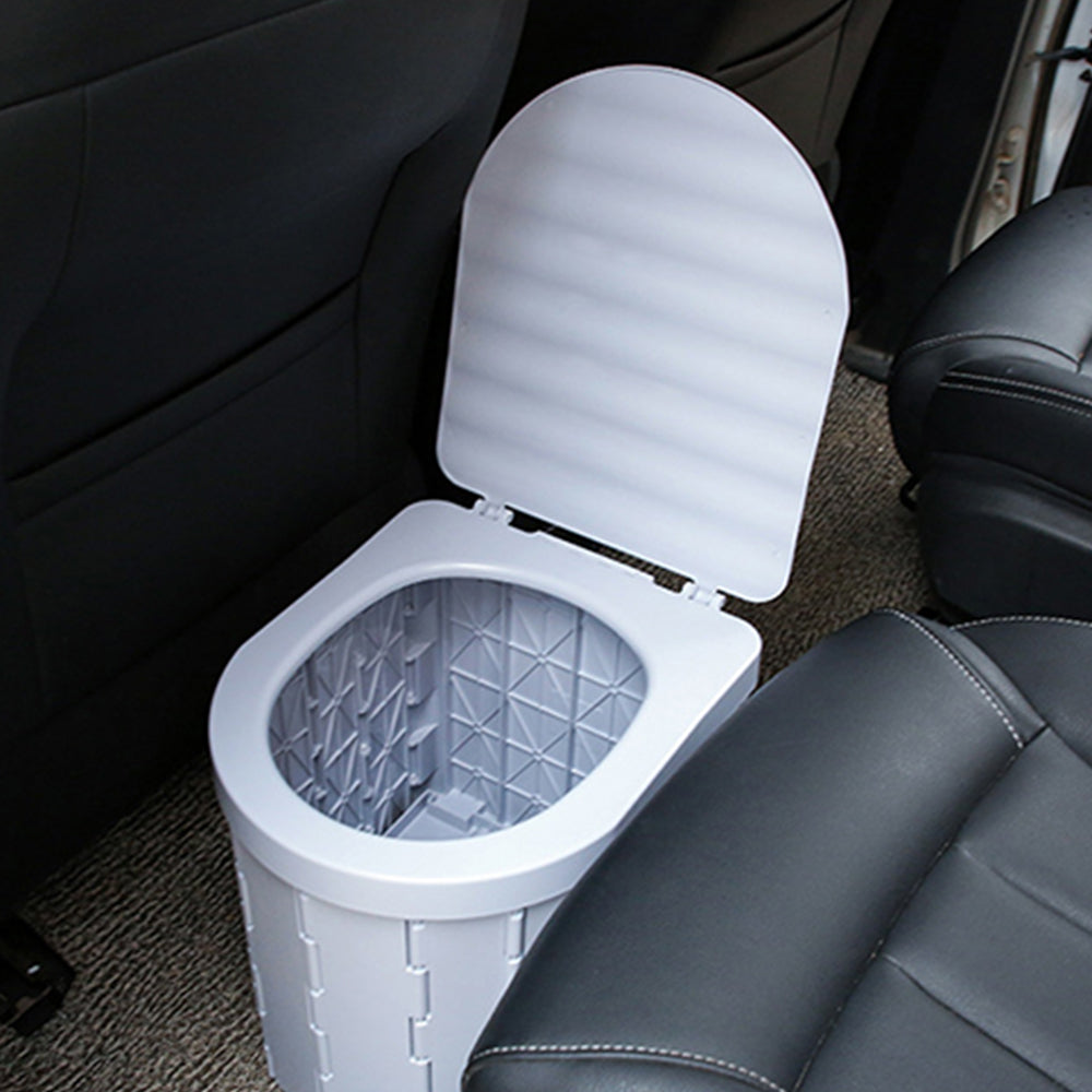 Portable Travel Camping Toilet Folding Toilet with Lid Car Potty Gray