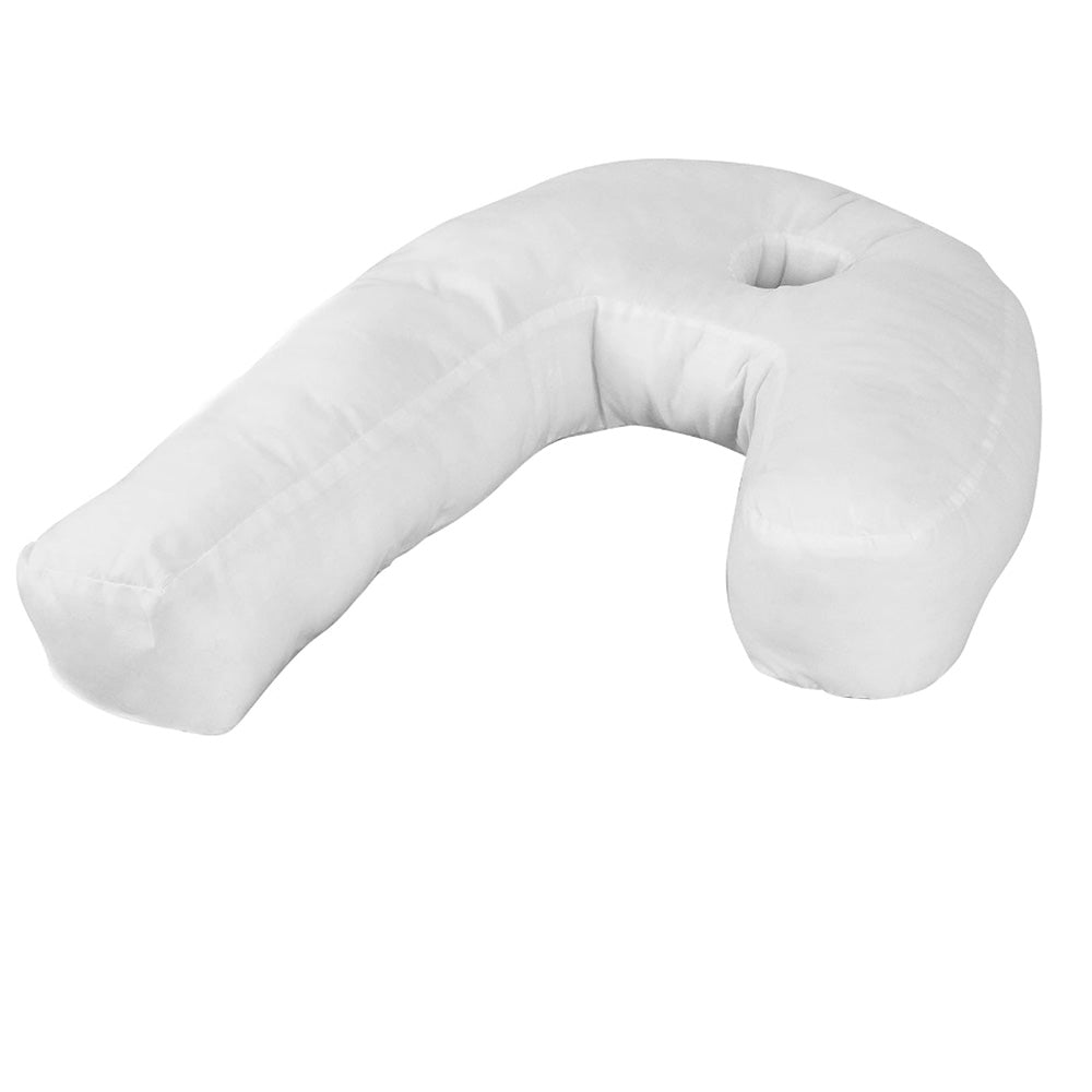 Side Sleeper Pillow with Ear Hole J Shaped Body Pillow for Neck Back Shoulder Support