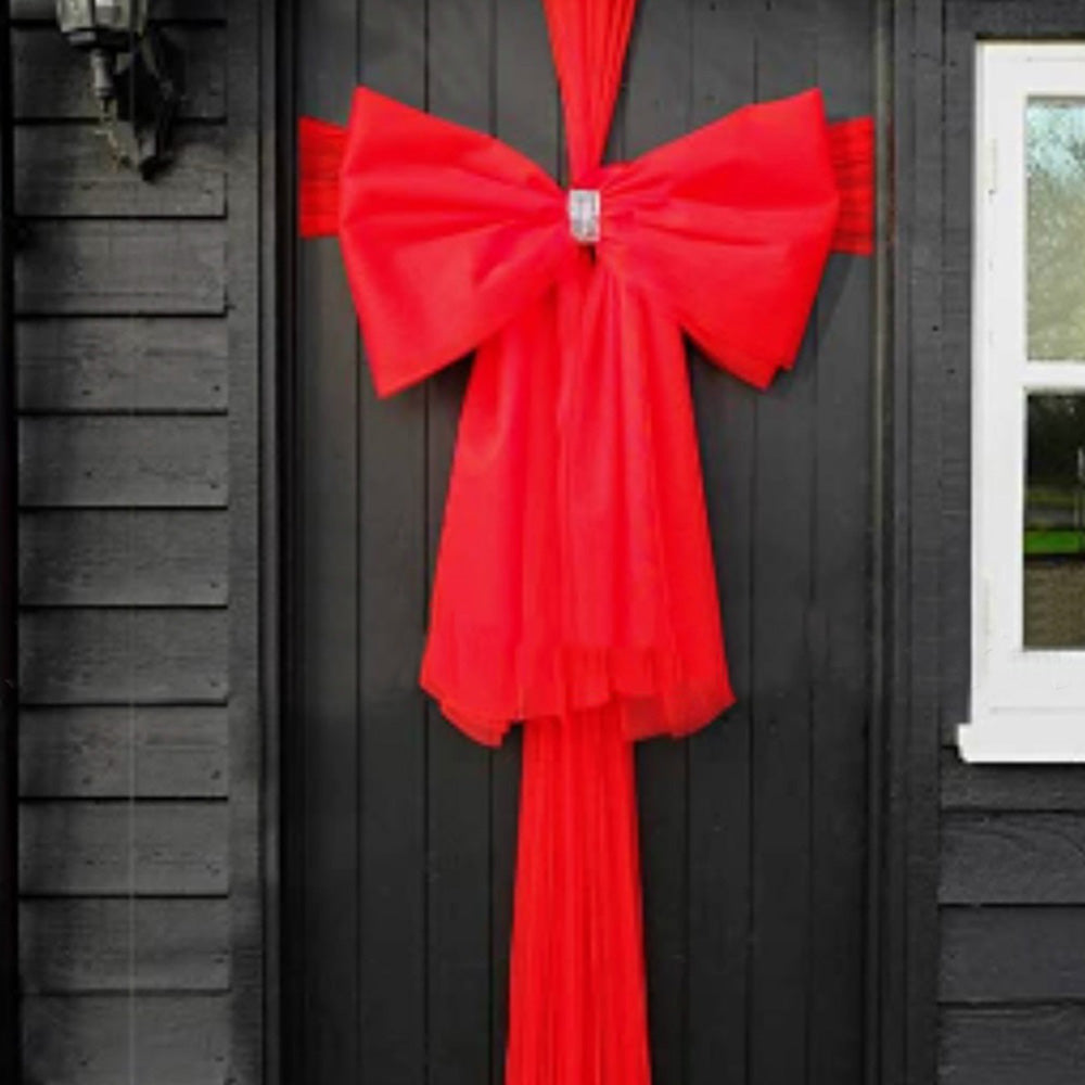Organza Red Bows for Christmas Decorations Perfect for Door Fireplace Stairs & Xmas Tree