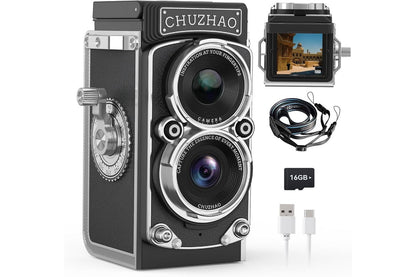 Mini Vintage Digital Camera with 16GB Card Retro Point and Shoot Pocket Camera
