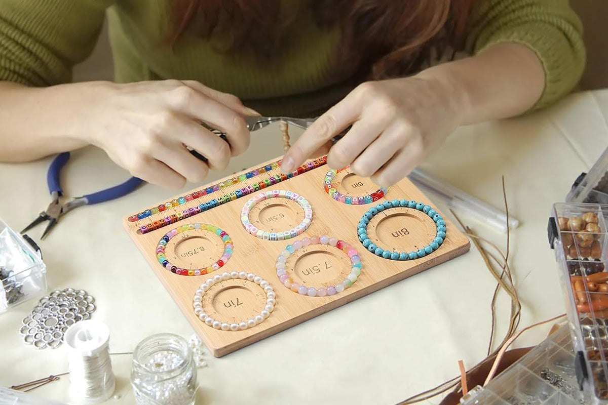 Compact Beading Mat Wood Bead Board for DIY Craft Jewelry Making Beading Tray