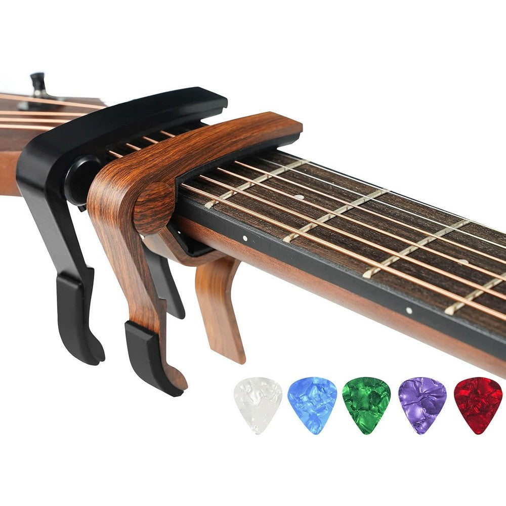 Guitar Capos with 5 Guitar Picks for Acoustic Electric Bass Guitar Ukulele