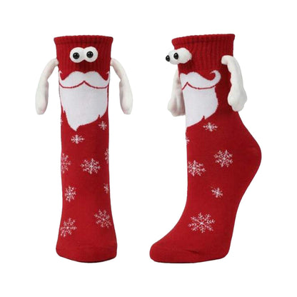 3 Pairs of Christmas Hands Holding Socks with Magnetic Hands for Couples Bestie Style 3