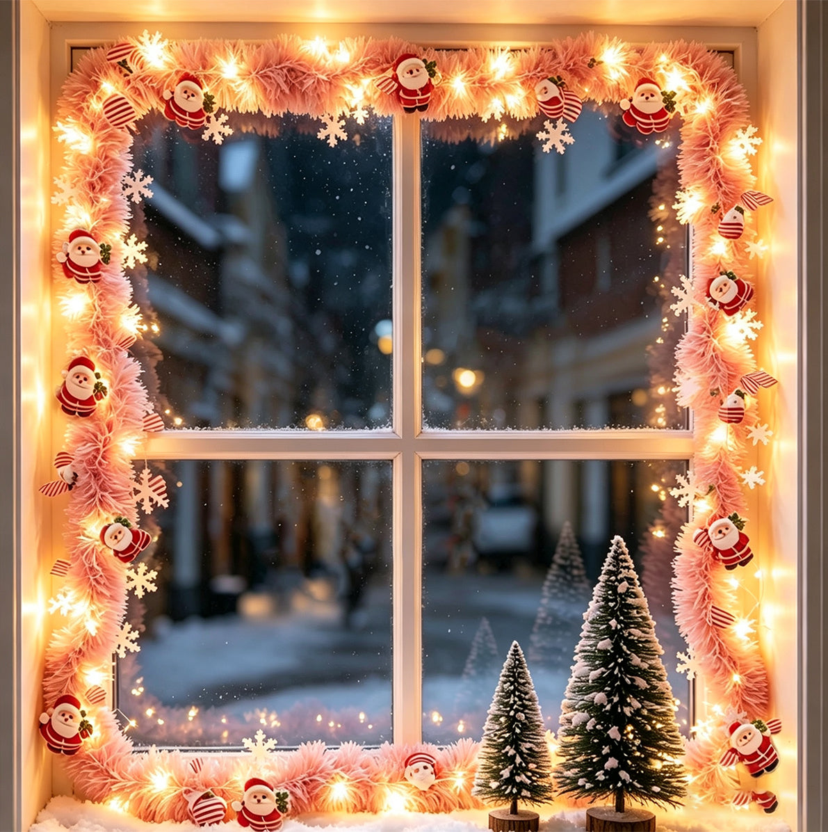 2 Pack Christmas LED String Lights LEDs Battery Powered Garland - Pink
