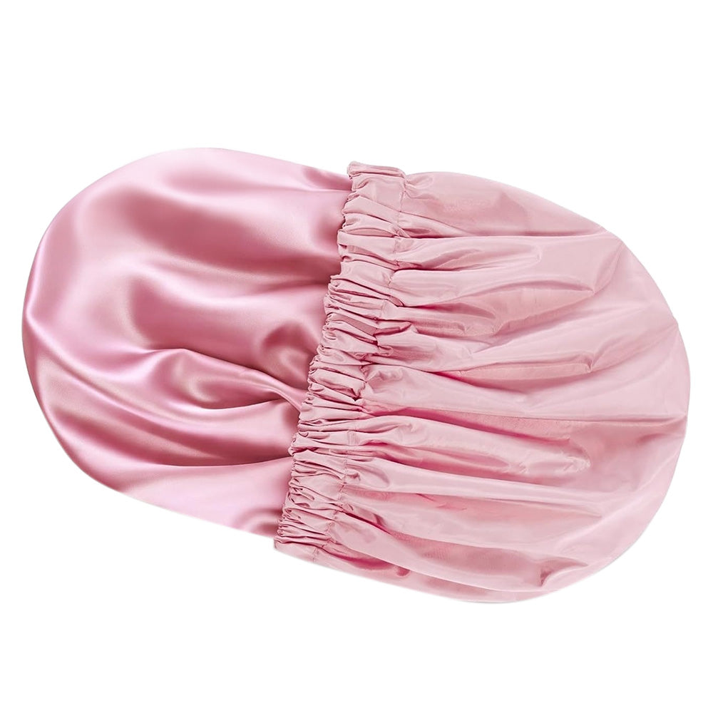 Water-Resistant Double-Layer Shower Cap - Pink