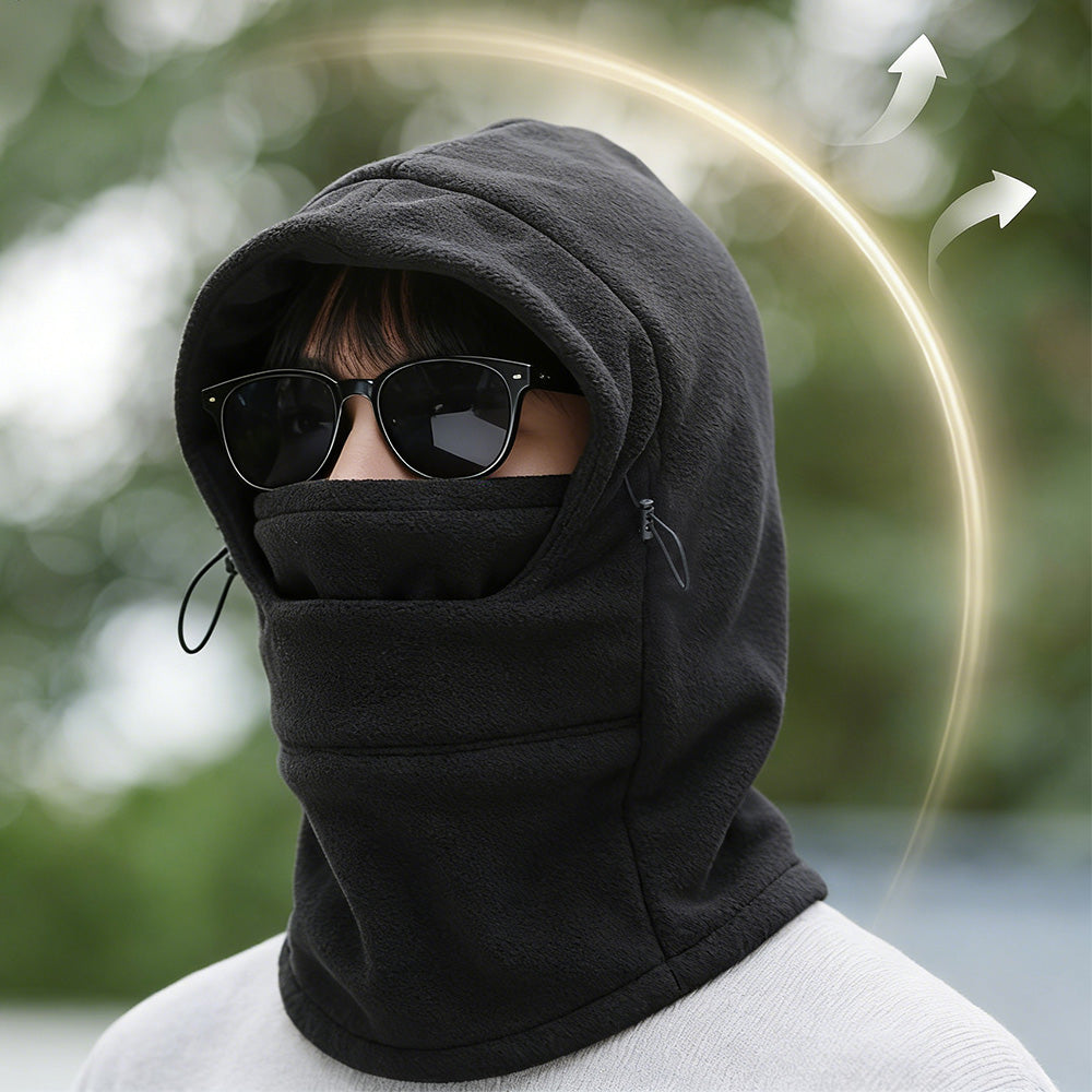 3-in-1 Winter Cycling Balaclava Thermal Fleece Face Mask-Black