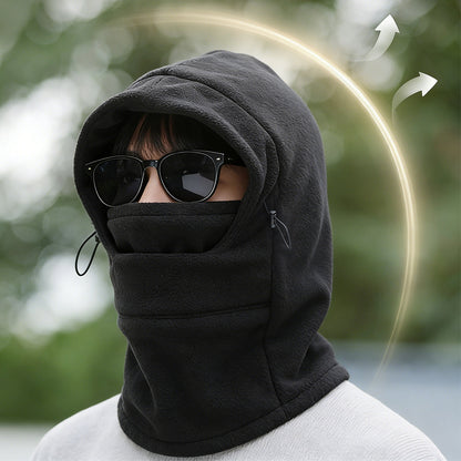 3-in-1 Winter Cycling Balaclava Thermal Fleece Face Mask-Black