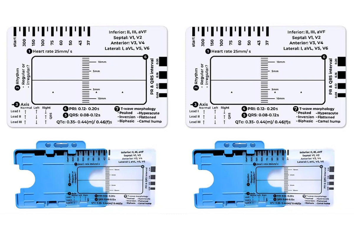 2Pcs Portable ECG 7 Step Rulers Plastic Measuring Card Tool for ECG/EKG Interpretation