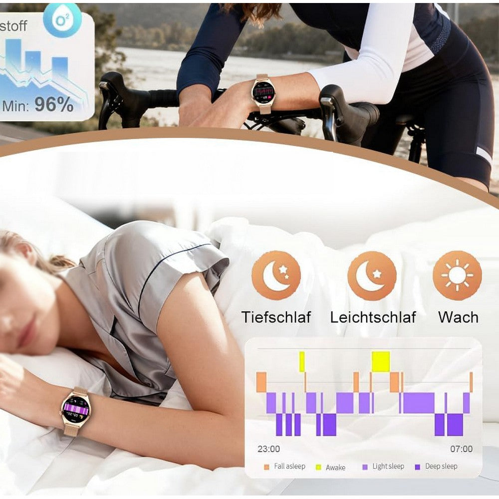 Smart Watch for Women Waterproof Smartwatch 100+ Sports Fitness Tracker Watch-Gold