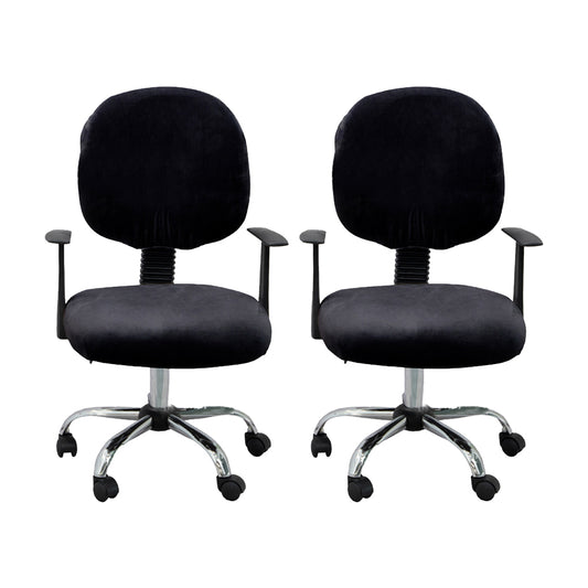2 Set of 2 Pieces Split Stretch Chair Slipcovers Universal Rotating Desk Chair Protectors-Black