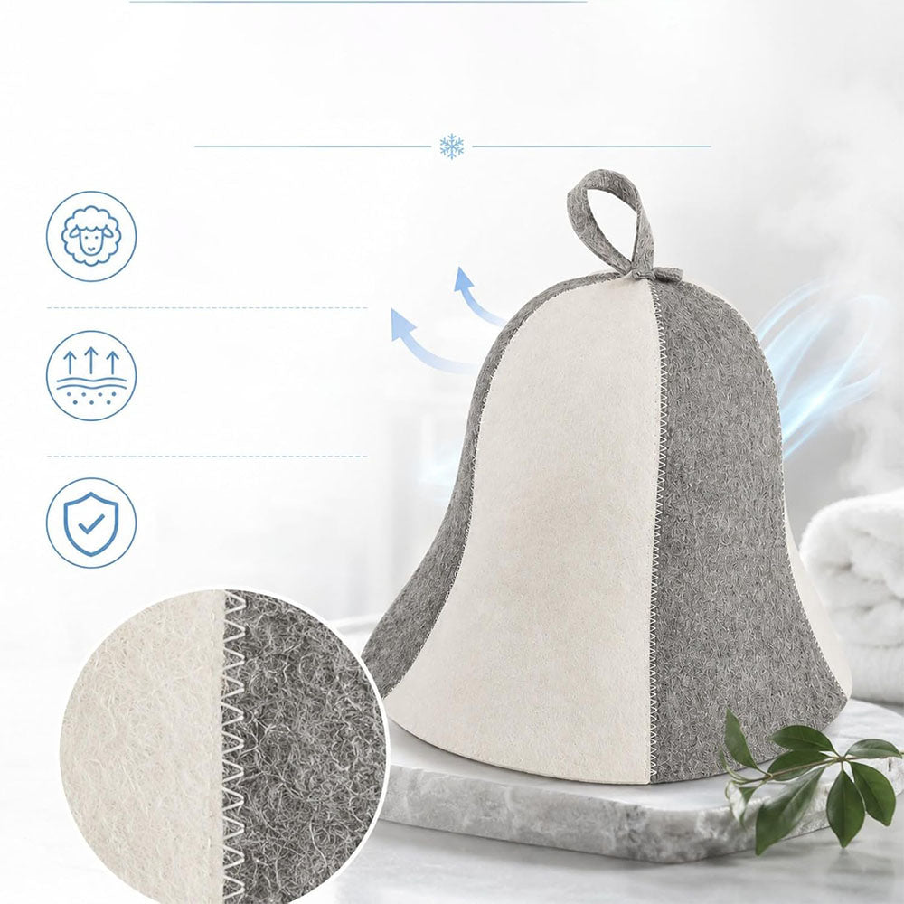 2Pcs Wide Brim Felt Sauna Hat