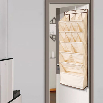 16-Grid Hanging Shoe Rack Over The Door Shoe Organizer Beige