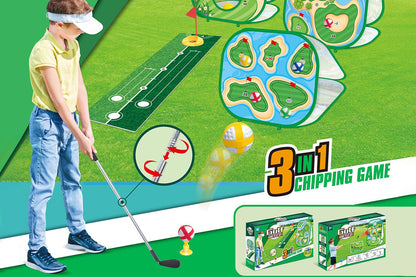 4 In 1 Sticky Golf Games Set With Multiple Game Modes 3-Sided Golf Chipping Net Golf Practice