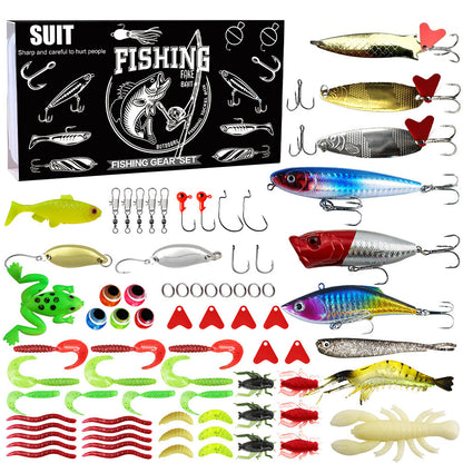 Bass Trout Salmon Fishing Lures Kit ¨C Baits & Tackle Fishing Accessories Set Black