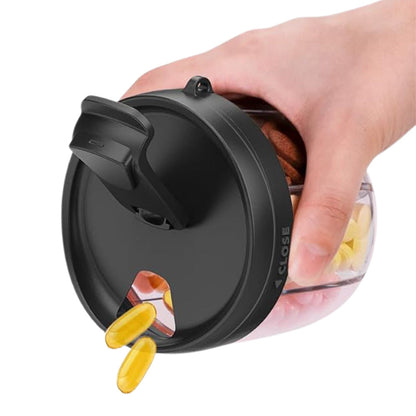 7-Compartment Pill Organizer Bottle with Handle & Rotating Lid for Travel Black