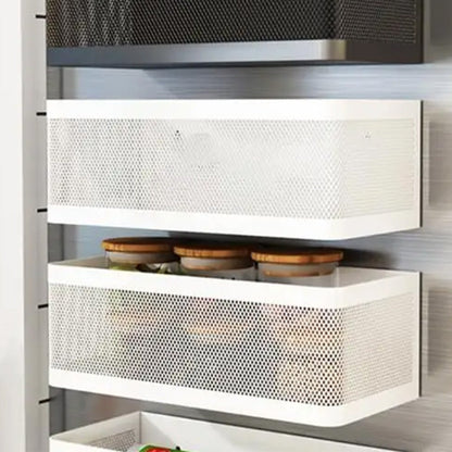 Punching-Free Hanging Storage Baskets Organizer Wall Mount Storage Bin Rack for Kitchen Bathroom White