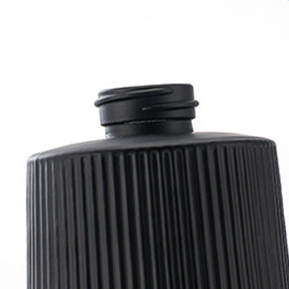 2 Ribbed Glass Soap Dispenser Bottles 350ml for Bathroom Kitchen - Black