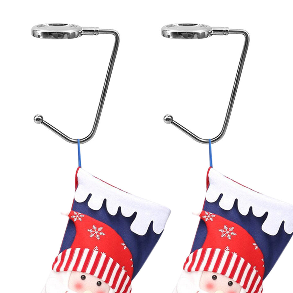 2 Pack 30mm Metal Straight Hooks for Christmas Stockings and Bags - Silver