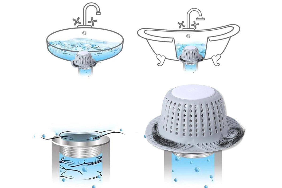 2Pcs Bathtub Drain Hair Catcher Silicone Shower Hair Catcher for Pop Up and Regular Drains