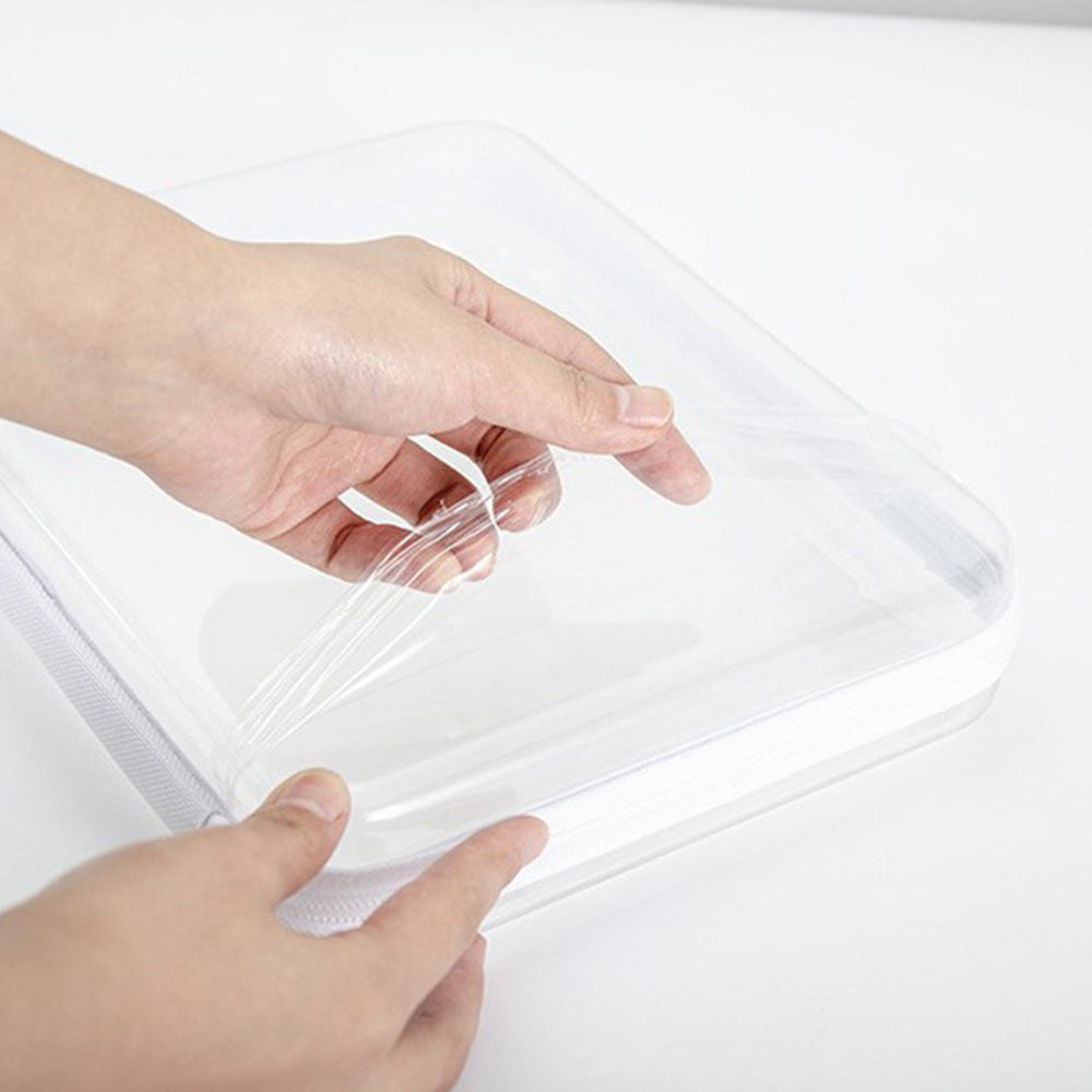 4Pcs Large Clear Hard Shell Zipper Case Makeup Organiser Toy Storage Bag