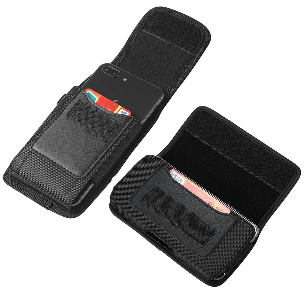 Universal Black Oxford Phone Waist Pouch with Belt Clip & Card Slot M