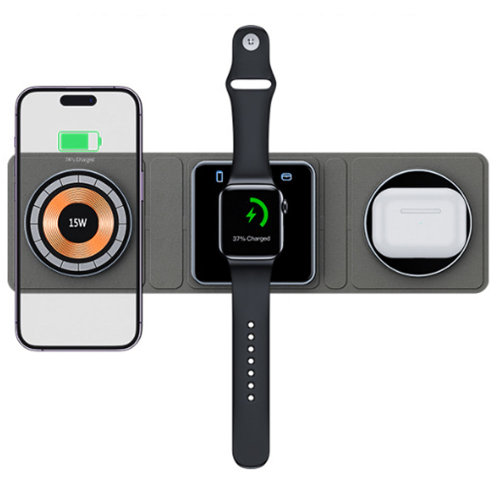 3-in-1 Magnetic Wireless Charger Foldable Fast Charging Station for Android Apple