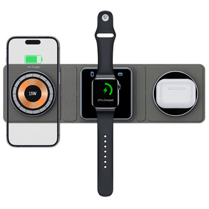 3-in-1 Magnetic Wireless Charger Foldable Fast Charging Station for Android Apple