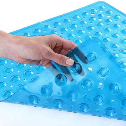 Large Non Slip Shower Mat with Drain Holes Square Shower Mat-Blue
