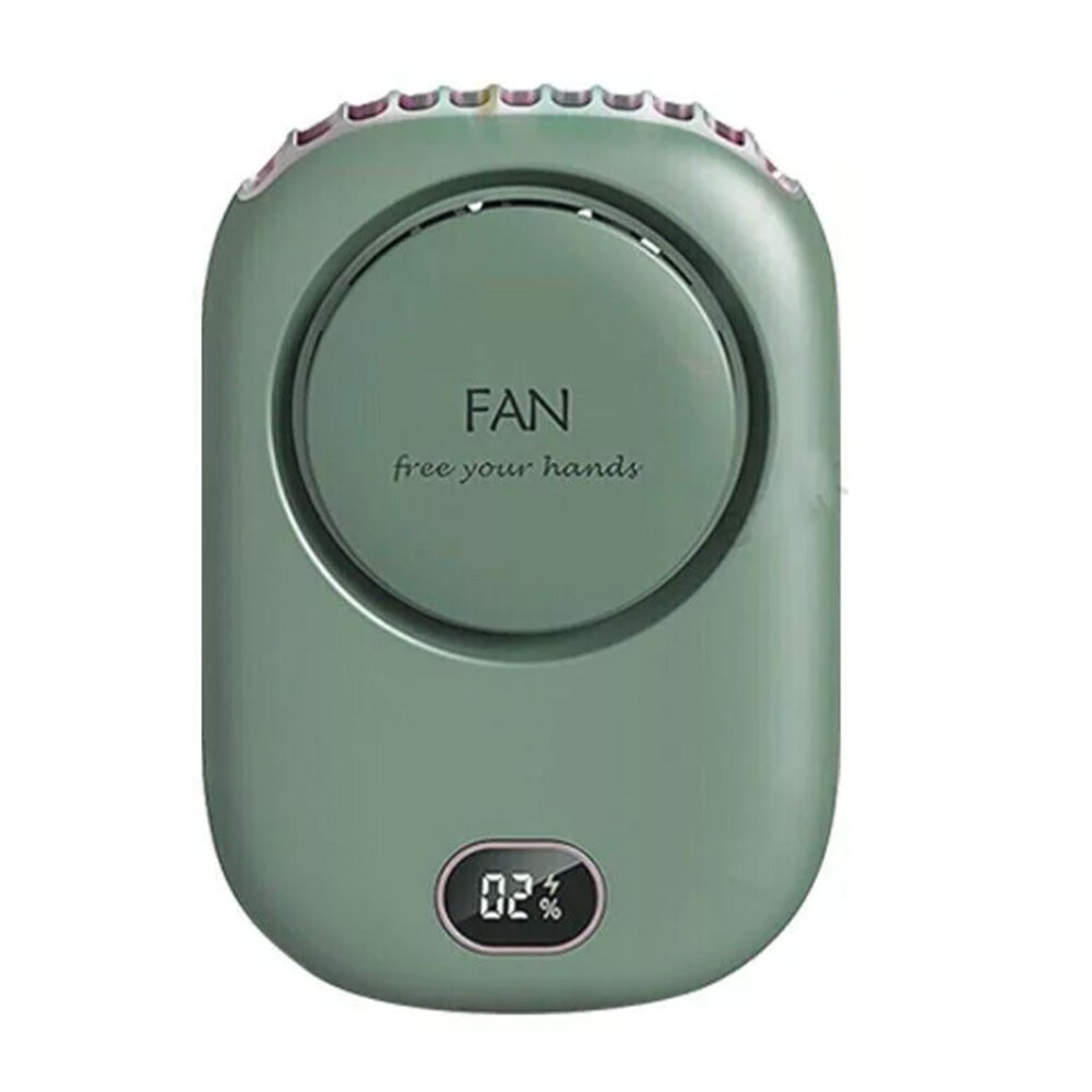 Portable Summer Cooling Fan with Lanyard USB Rechargeable Desk Fan Mini Cooling Travel Hanging Fan Green