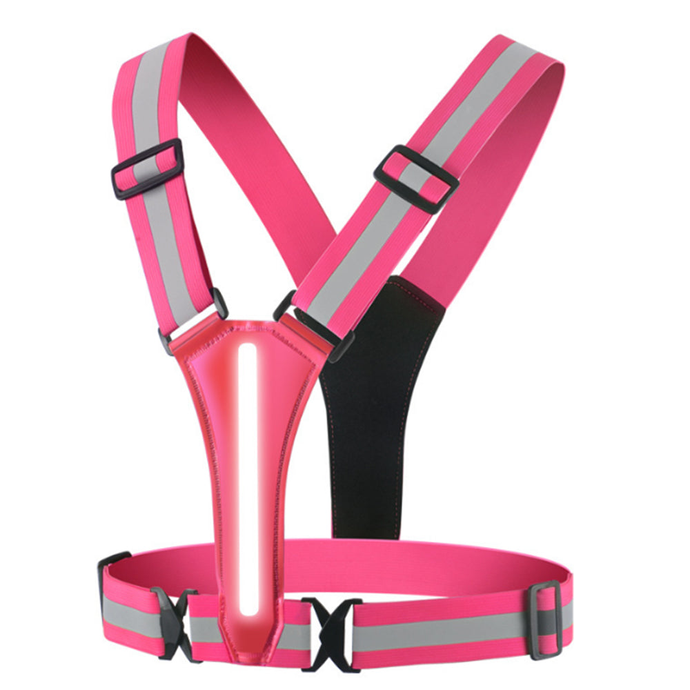 Adjustable LED Reflective Vest Rechargeable Running Gear with Night Light Pink