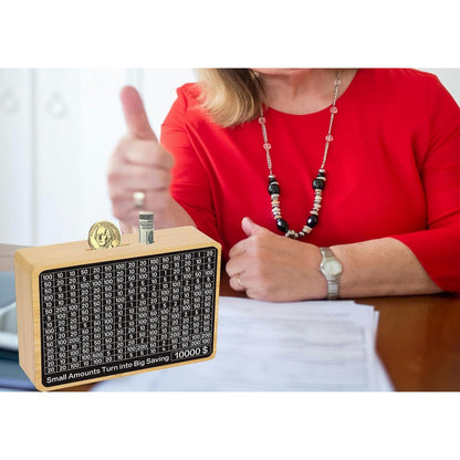 Wooden Money Saving Box Cash Vault Savings Box-Yellow
