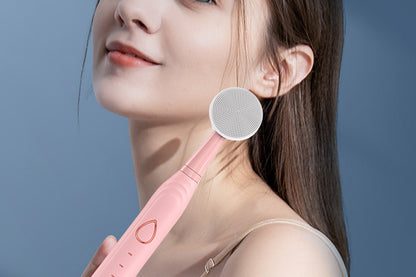 Adults Sonic Electric Toothbrush Brushing Cleansing Massage 3-in-1 Multifunction Electric Toothbrushes Set-Pink