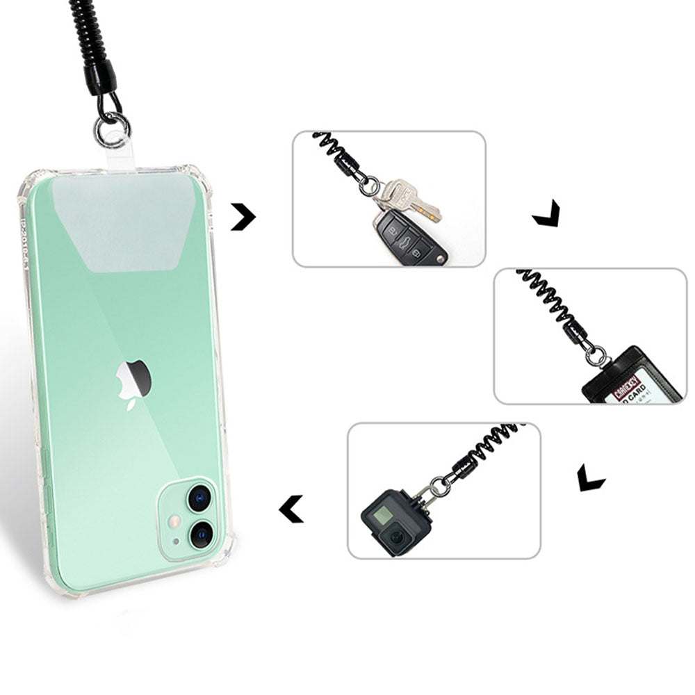 2Pcs Retractable Phone Tether Lanyard with Carabiner and Phone Strap Patch Anchor