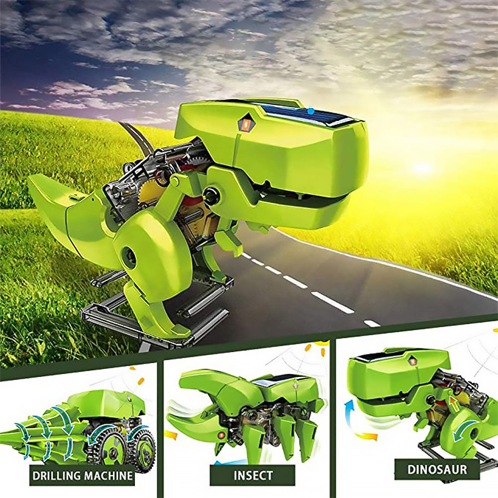 3-in-1 Solar Dinosaur Toy Robot DIY assemble STEM Building Toys Kids Gift