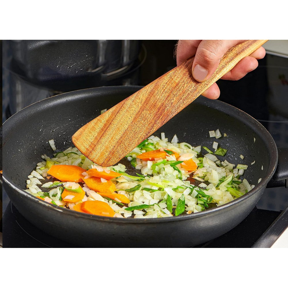 4Pcs Wooden Cooking Utensil with Paddle, Turner Slotted Spurtle and Wood Scraper