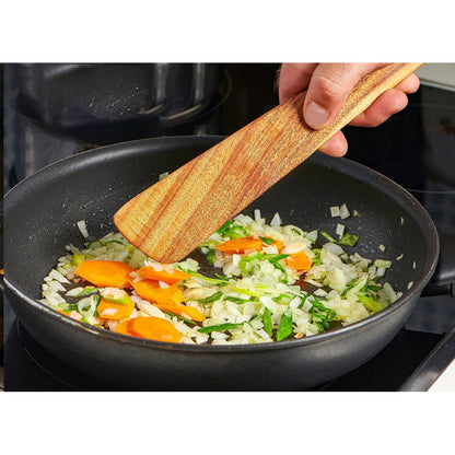 4Pcs Wooden Cooking Utensil with Paddle, Turner Slotted Spurtle and Wood Scraper