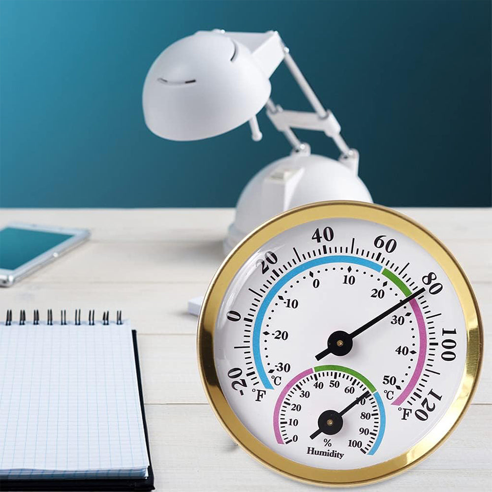 2Pcs 58mm Aluminum Thermometer & Hygrometer Gauge
