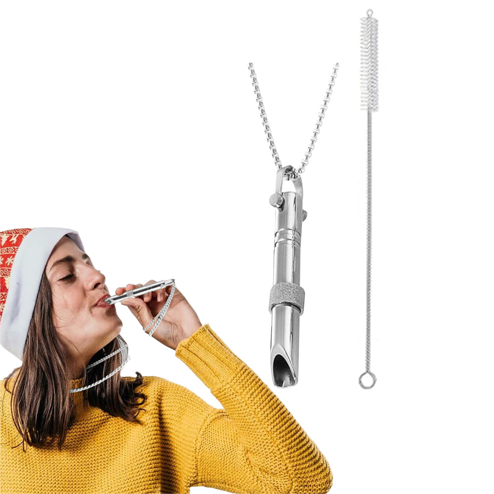 Mindful Breathing Necklace Calming Necklace Meditation Necklace with Cleaning Brush Silver