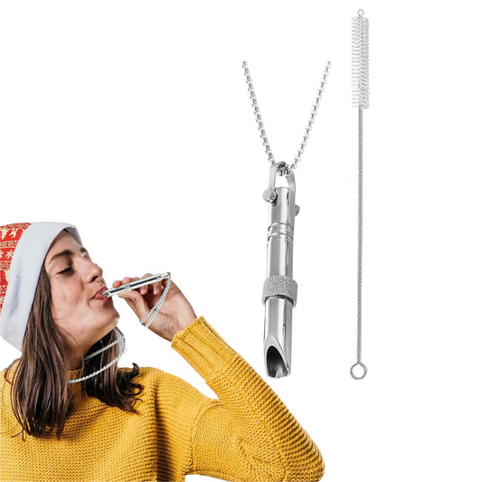 Mindful Breathing Necklace Calming Necklace Meditation Necklace with Cleaning Brush Silver