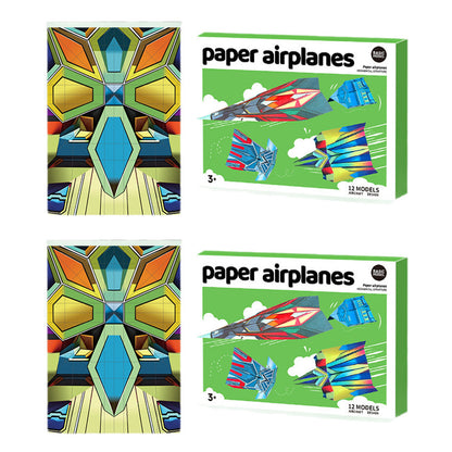 2 Set 3D Origami Paper Airplane Kit 12 Designs 36 Sheets