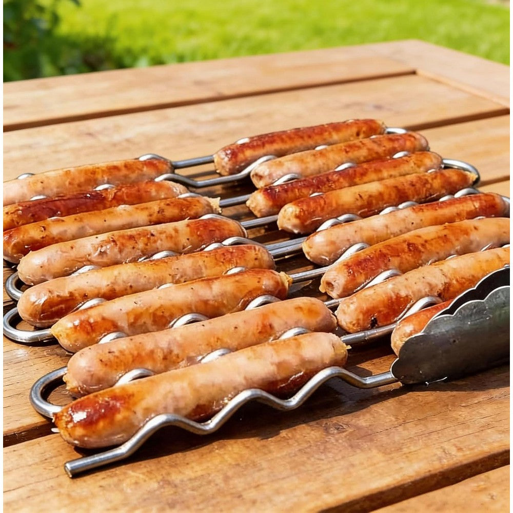 BBQ Sausage Roller Rack Stainless Steel Barbecue Sausages Roller Rack for Party